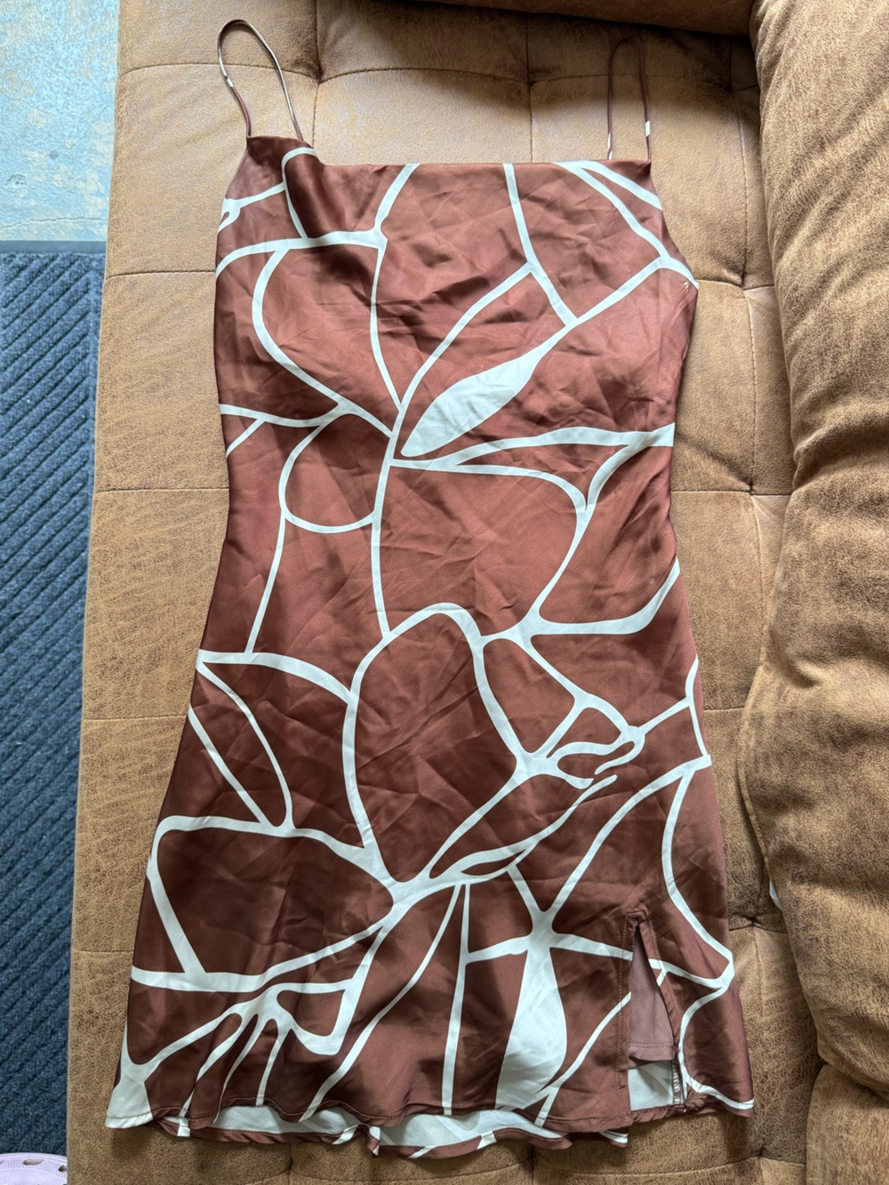 Brown Mini Slip Dress